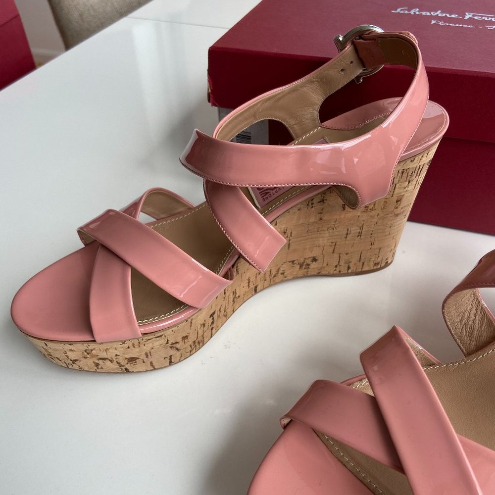 Salvatore Ferragamo Women Persy Wedges Sandal 9C - Picture 2 of 7